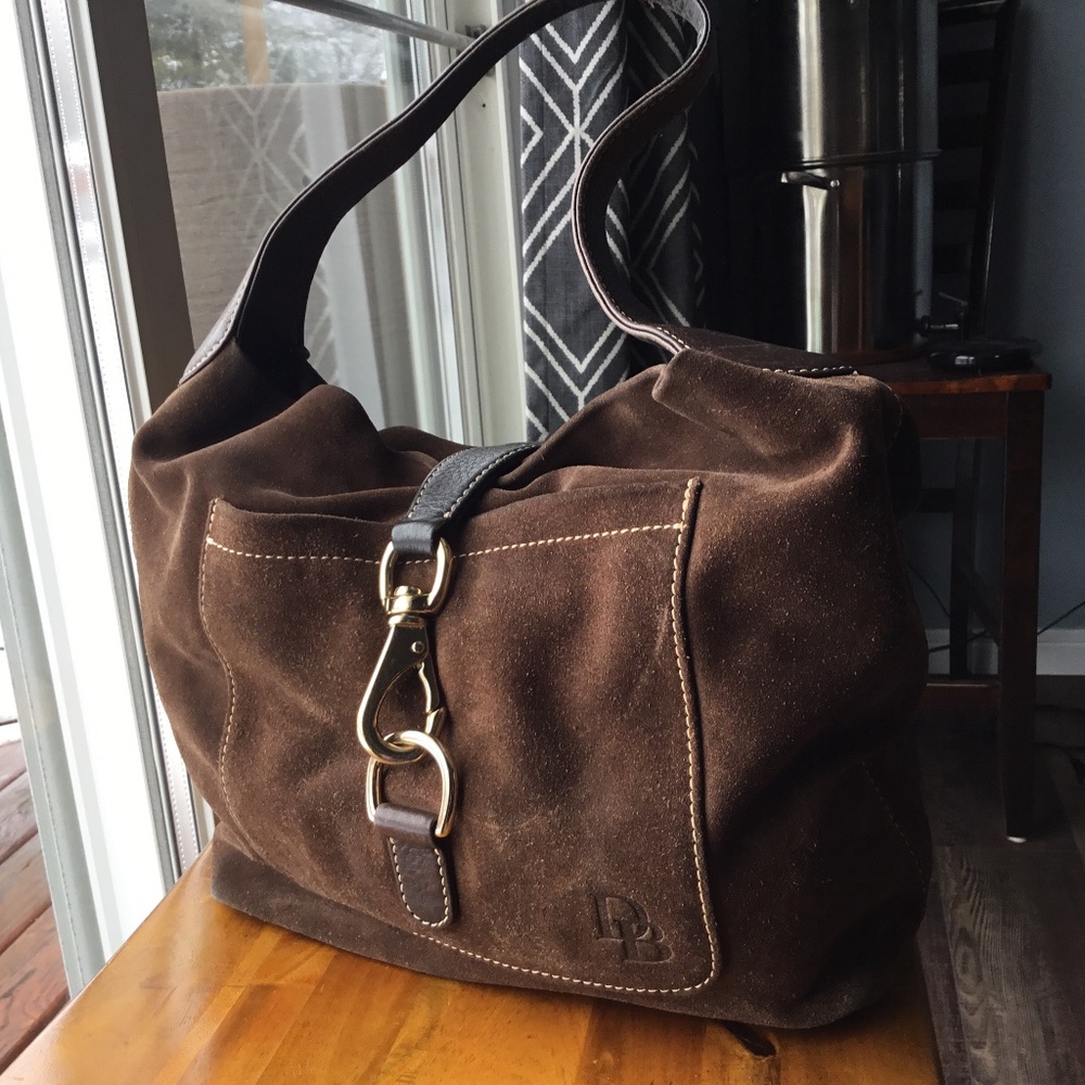 Rooney and Bourke brown suede purse